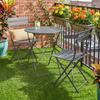 Folding Garden Bistro Set, Outdoor Round Bistro Table and Chairs Set 2 with Electrophoresis Metal Frame, Grey