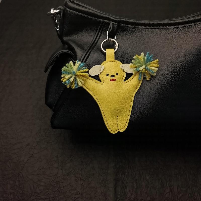 Leather Rabbit Car Keyring Bag Pendant Handmade Charm Personalized Trendy Girl Gift Bag Accessories
