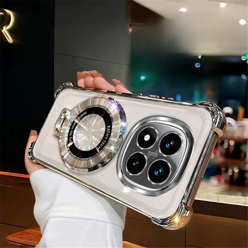 Plating Holder Phone Case For Xiaomi Poco X7 X6 X5 X3 X8 M8 M7 M6 F6 F7 F8 Pro POCO C65 C75 Shockproof Soft Stand Clear Cover