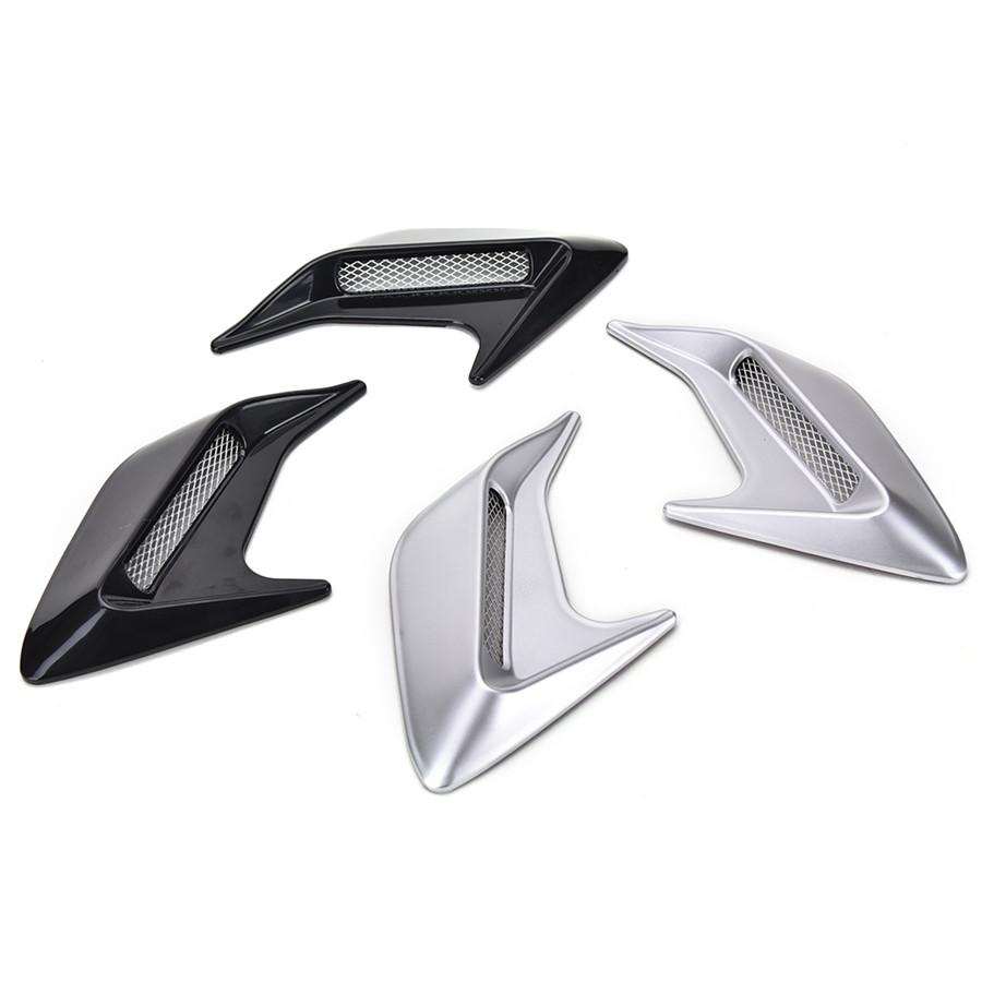2PCS DIY Shark fins Car Body Side Air Flow Vent Grille Decorative Stickers Kits
