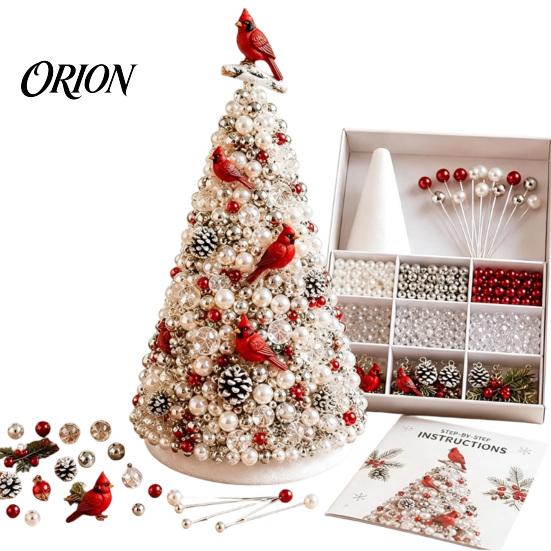 Handmade Gift for Craft Lovers DIY Beaded Tree Kit Adults, Christmas Bead Kit, Decorative Faux Pearl Beading 3D Ornament Holiday Tabletop Mantel