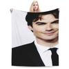 Damon Salvatore Flannel Blankets Winter  Soft Throw Blanket for Girls Boys Bedroom Graphic Bedspread Sofa Bed Cover