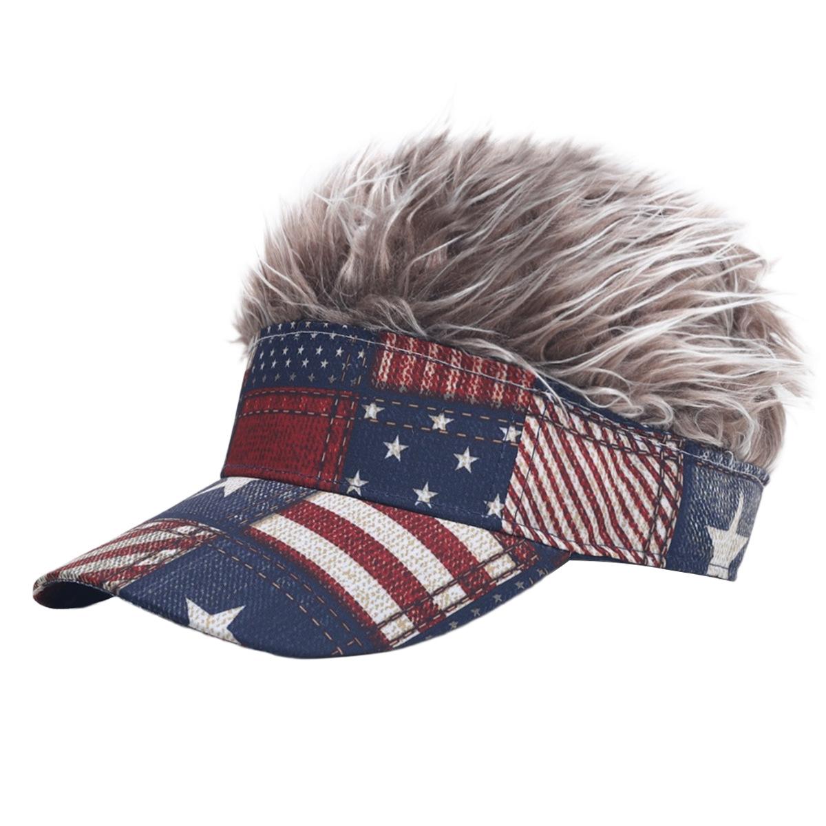 Men s Women s Wig Baseball Cap Stars and Stripes American Flag Curved-brimmed Cap 56-60CM коричневый