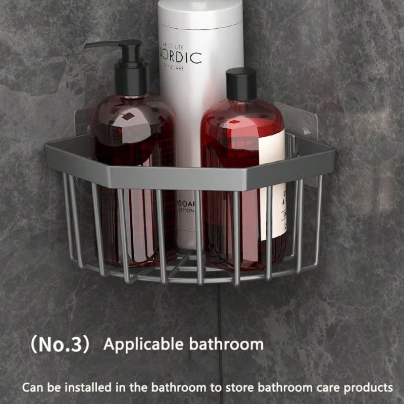 Organizér do dřezu, Mýdlenka, Zátka do odpadu, Stojan na houbičku, Multifunkční nerezový úložný koš, Nástěnné police do kuchyně a koupelny, Černá/Šedá