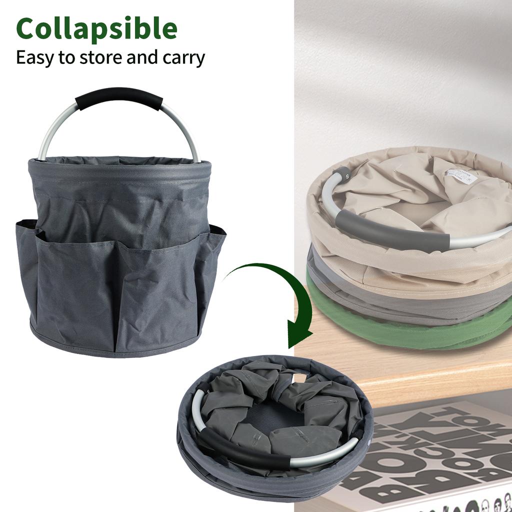 Portable Shower Caddy Dorm with Handle and 6-Pocket Folding Large Capacity Cleaning Organizer 17L Multifunctional Storage Basket