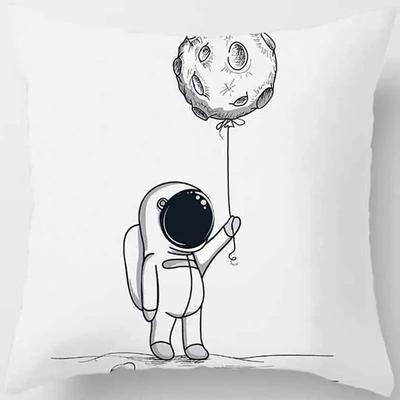 Cartoon Humor Astronauten-Print Quadratischer Kissenbezug Heimdeko Auto Sofa Kissenbezug