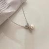 Elegant Pearl Necklace: S925 Silver with 18K Gold Musical Note Pendant, Hepburn Style Clavicle Chain for Women
