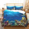 Ocean Fish Bedding Set - Polyester, Marine Theme with Underwater Sea Life, Twin to King Sizes