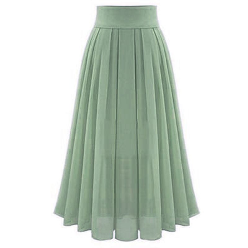 

Solid Color Elastic Waist Loose Skirt Pure Color Elastic Waist Loose Skirt Female Matcha Green L