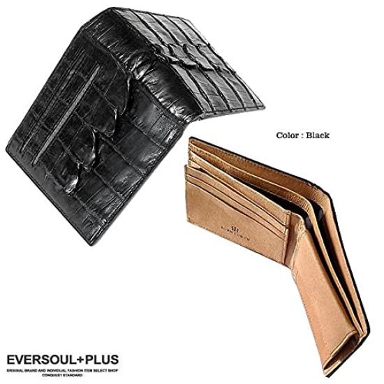 EVERSOUL Men's Bifold Crocodile Leather Wallet with Card Slots and Coin Purse