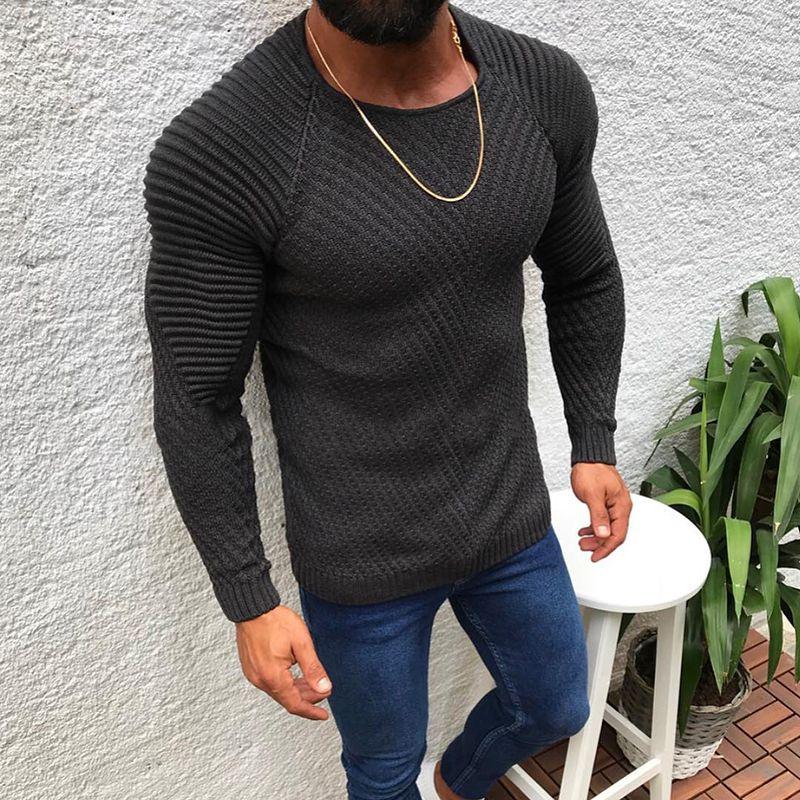 

Men O-neck Slim Fit Autumn Winter Sweaters With Long Sleeves For Casual Wear DarkGray,S