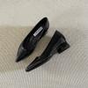 Leather Inner Height Increase French Pointed Head Shallow Mouth Single Shoes Women's Spring and Autumn Versatile Not Tired Feet Thick Heel Low Heel 