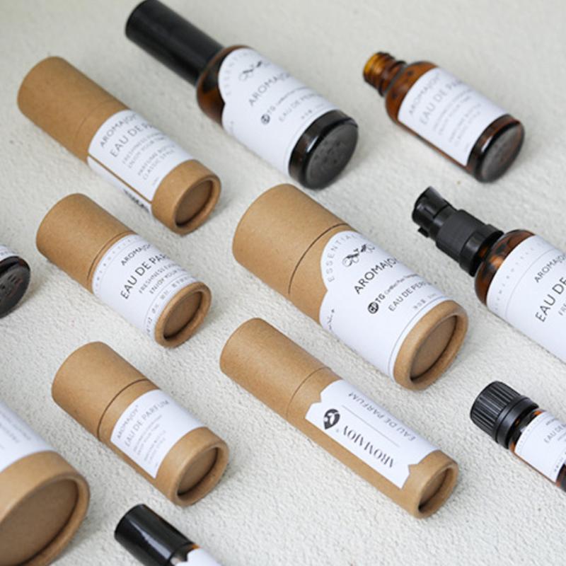 1Pcs Empty Thick Round Cowhide Empty Paper Tube Essential Oil Roller Bottle Packaging Box For Oil Perfume Container