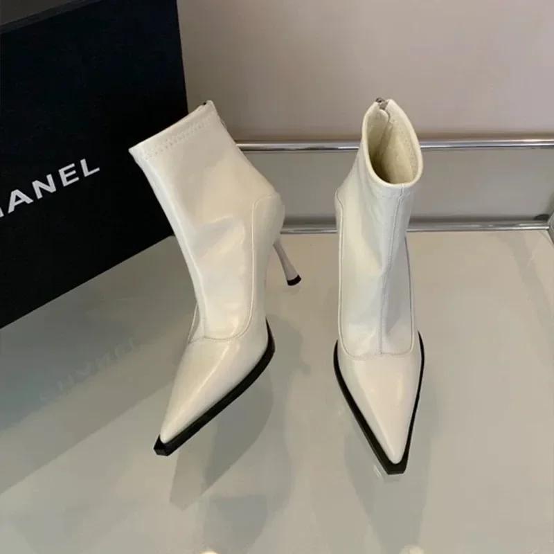 Bottes pour femmes toutes saisons à talon haut et bout pointu, mode, durables, confortables à porter au quotidien, matériau durable de bonne qualité
