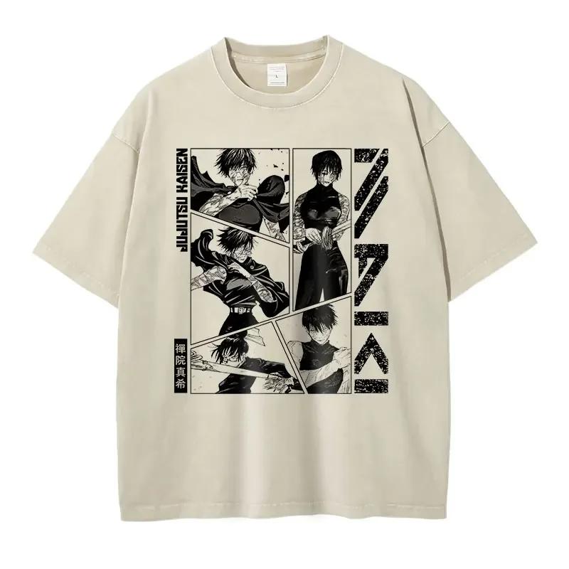 Anime J-Jujutsu K-Kaisen T Shirts Vintage Washed CHOSO T-shirt Oversized Streetwear Fushiguro Toji Gojo Short Sleeve Tops Tees