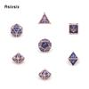 7 Pcs Dark Blue Skull Metal Dice Solid Metal Polyhedral Dice Set Suitable for Role-Playing RPG Board Game Card Game