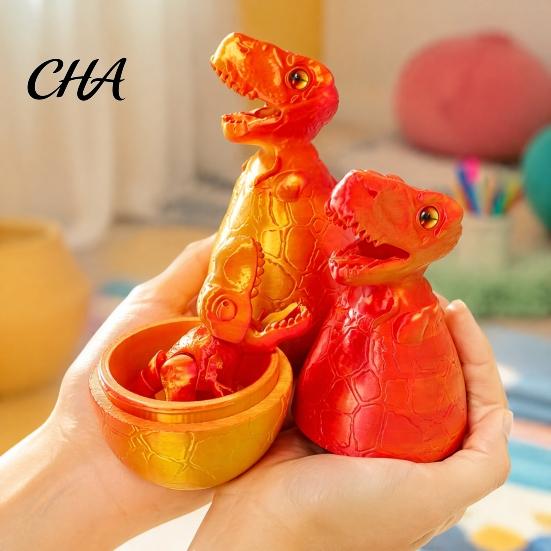 Dinosaur Stress Relief Toy 3D Printed Egg Toy, Articulated Tyrannosaurus Fidget for Desk Decor Relief, Desktop Ornament Home Office Collectible Model