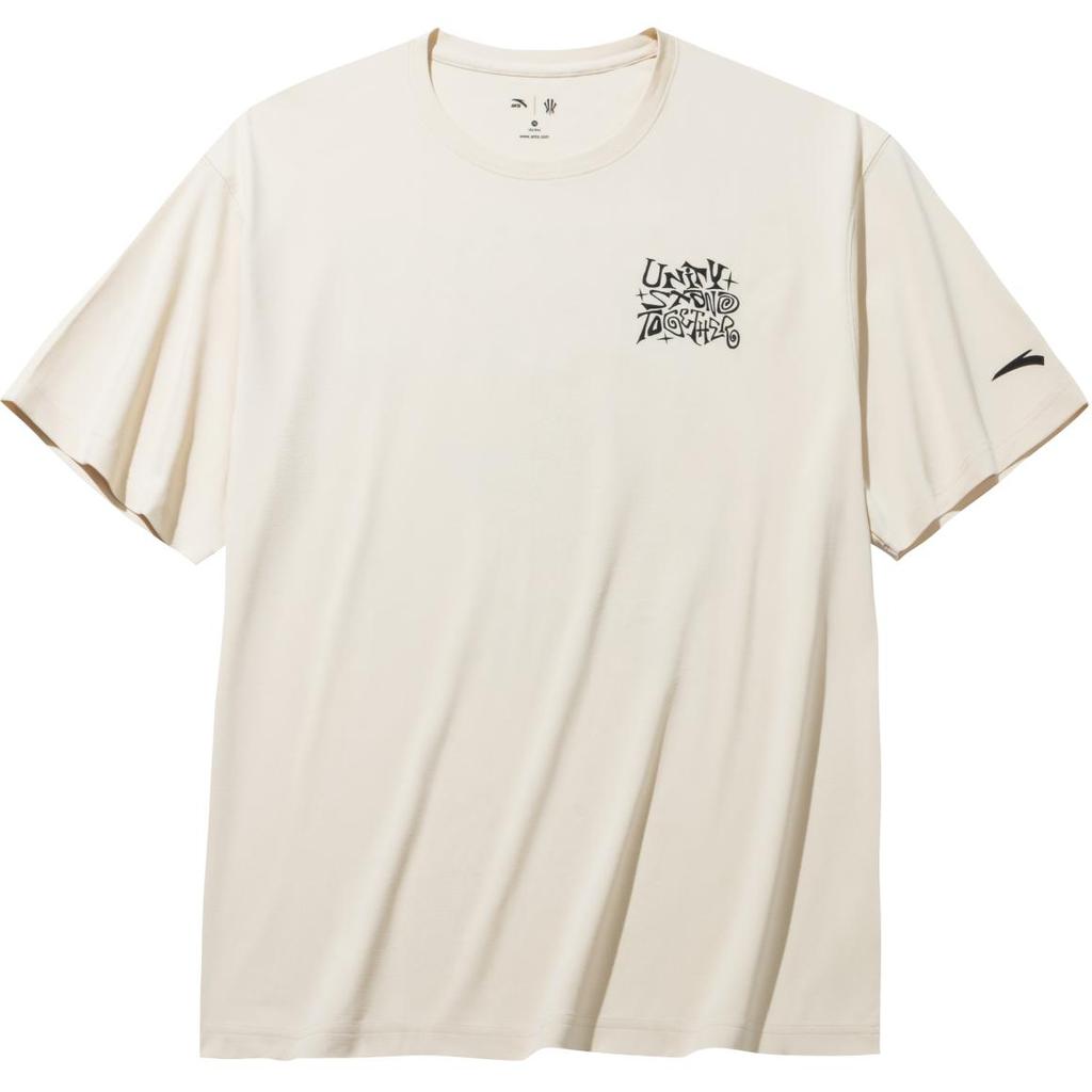 Anta Kyrie Irving Series Printed Letter Round Neck Comfortable Versatile Breathable Loose Short Sleeve T-Shirt Unisex Tops Moonlight-White 172431118-1