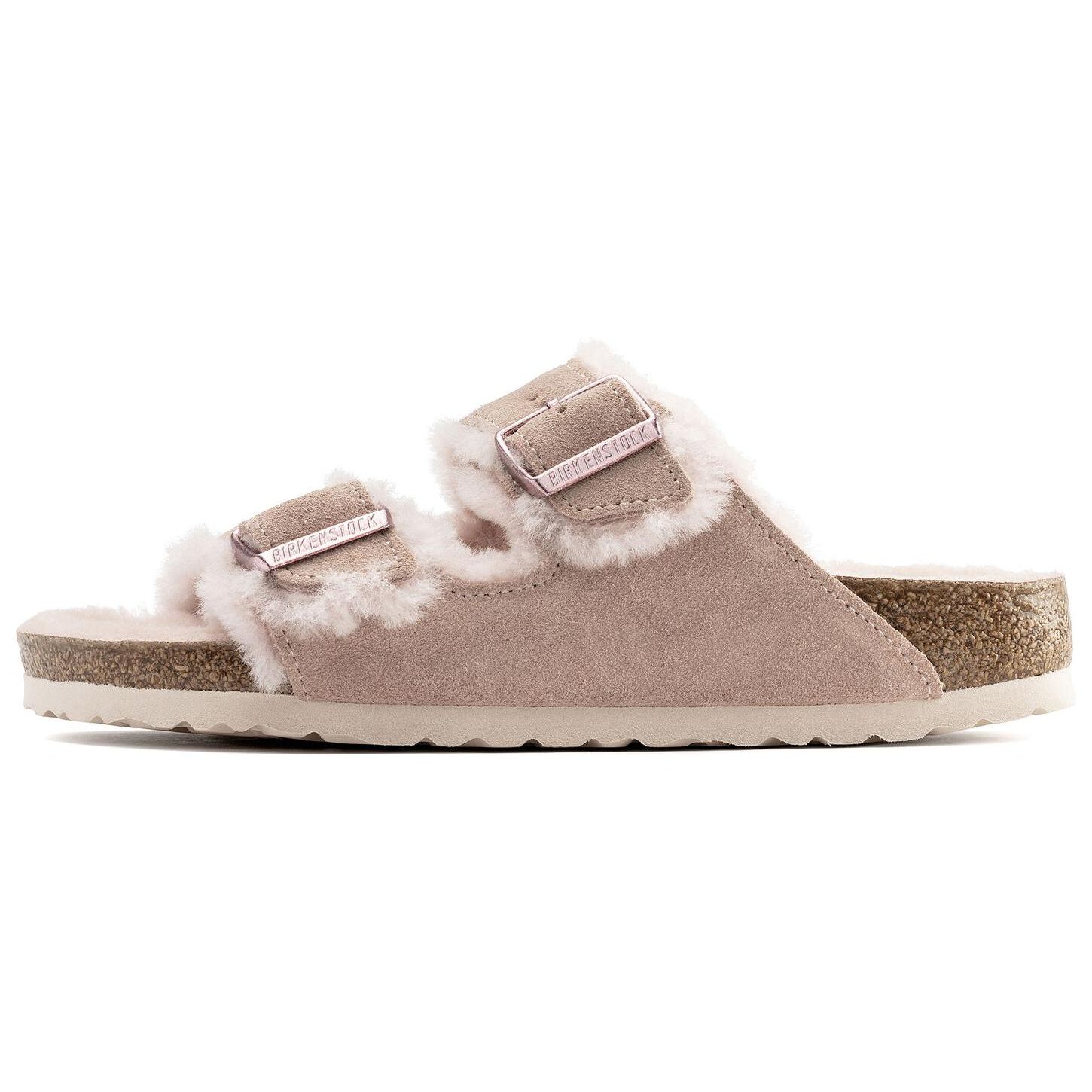 Birkenstock Arizona Shearling Suede Minimalist Double Buckle Fashion Sandals Women sandals Pink 1020389 36