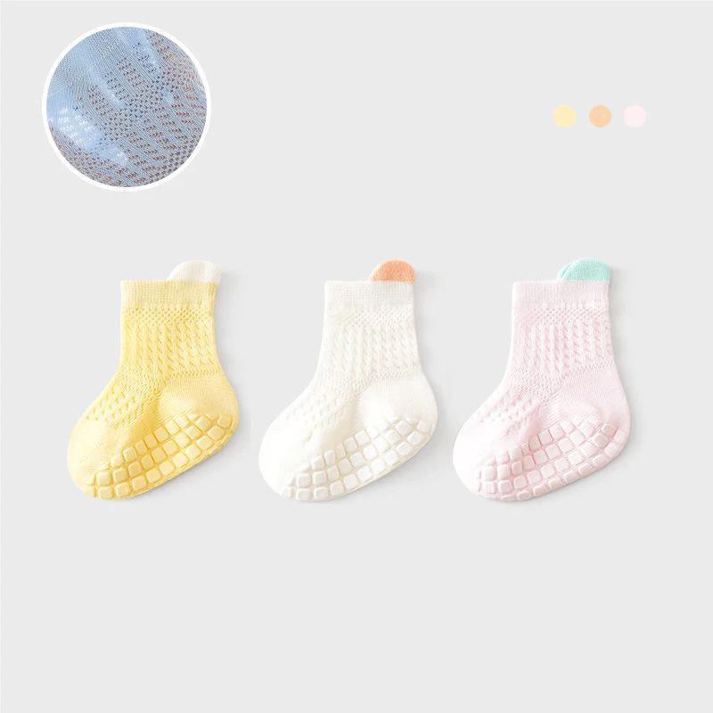 3pairs/lot 6 Colored Of Net Eye Non-slip Baby Girl Sock Hollow-out Breathable Thin Infant Girl Cotton Socks Children's Socks Kit