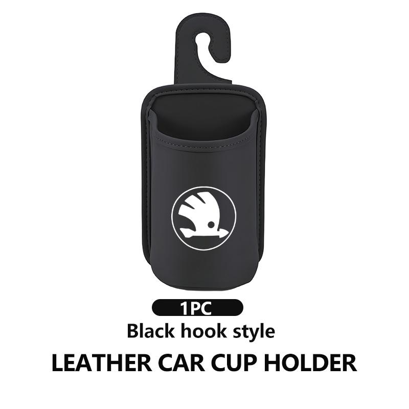 ADT1 For Skoda Car Door Cup Holder Leather Automotive Drink Rack Storage Bin Octavia A5 A7 RS Fabia Superb Rapid Karoq