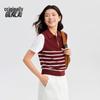 Benlai Women's Layered Look Stripe Knit Polo T-Shirt