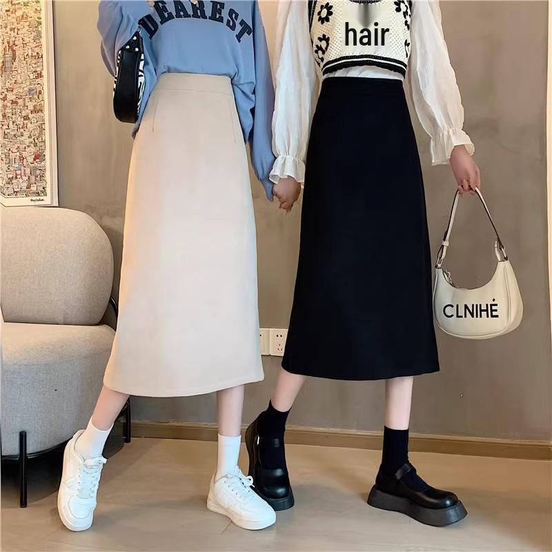 

2024 Spring/Autumn High Waist A-Line Midi Skirt for Pear-Shaped Petite Women 4XL [Recommended 159-170 Jin]