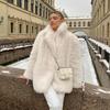 Fashion Fluffy Furry Jacket Women Winter Shaggy Overcoats Thick Warm Medium Length Coat Plush Outerwear Femme