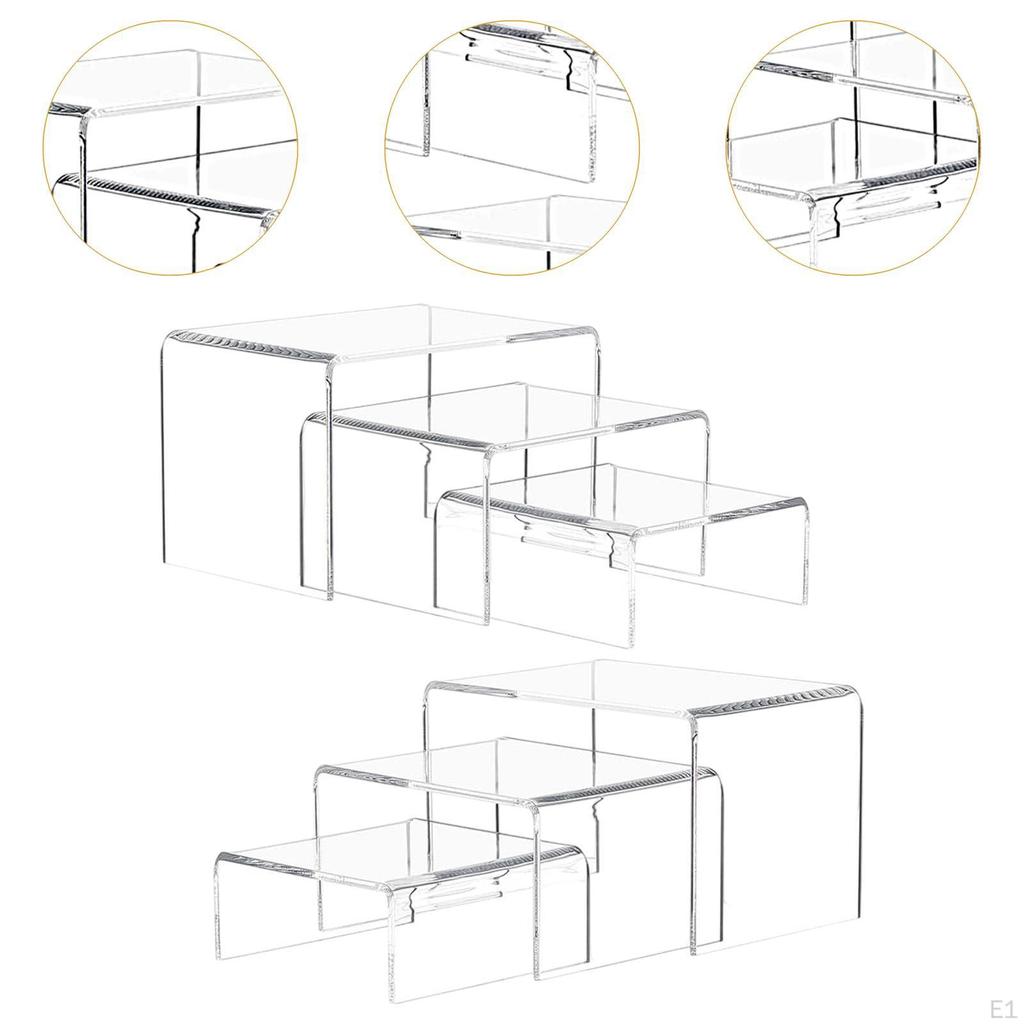 6Pcs Acrylic Riser Display Shelf Desktop Stand Decoration Collectibles for