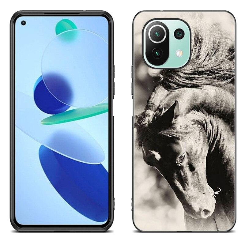 Horses Running Phone Case For Xiaomi Mi 11 Lite NE 11i 10T 11T Pro A2 A3 Lite POCO F3 M3 M4 C31 X3 Pro NFC GT Black Soft Cover