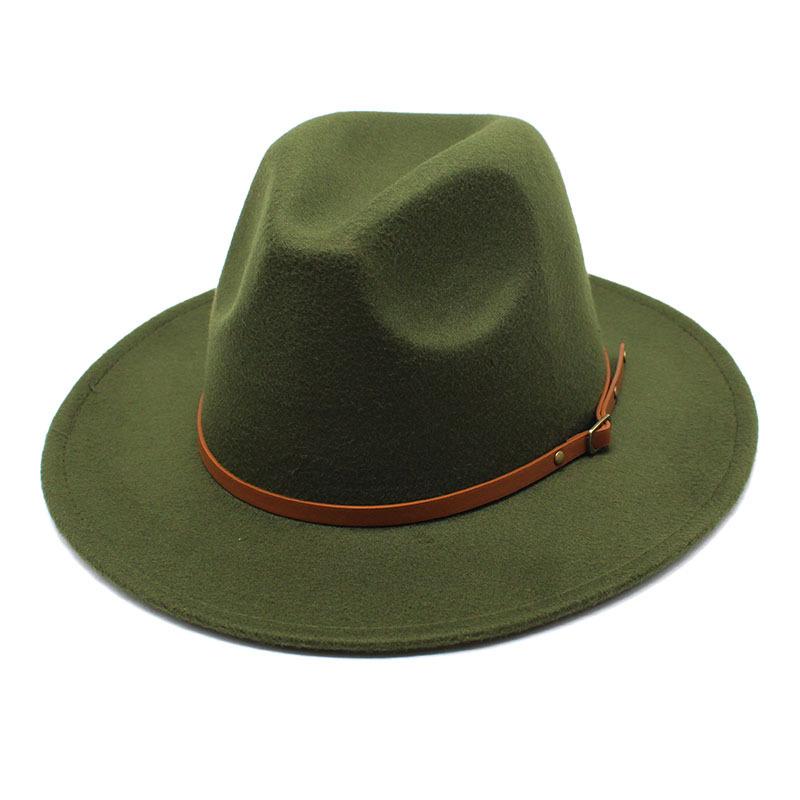 British Jazz Hat Season Wool Hat Simple Felt Big Eave Hat Tide Flat Edge Hat