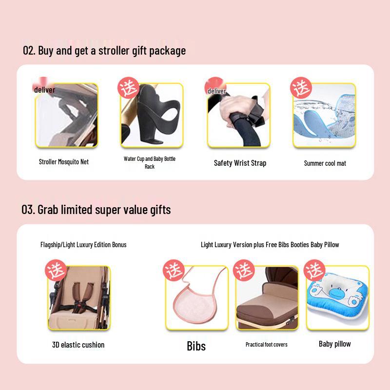 Detachable Twin Dragon & Phoenix Lightweight Folding Stroller for Newborns and Infants