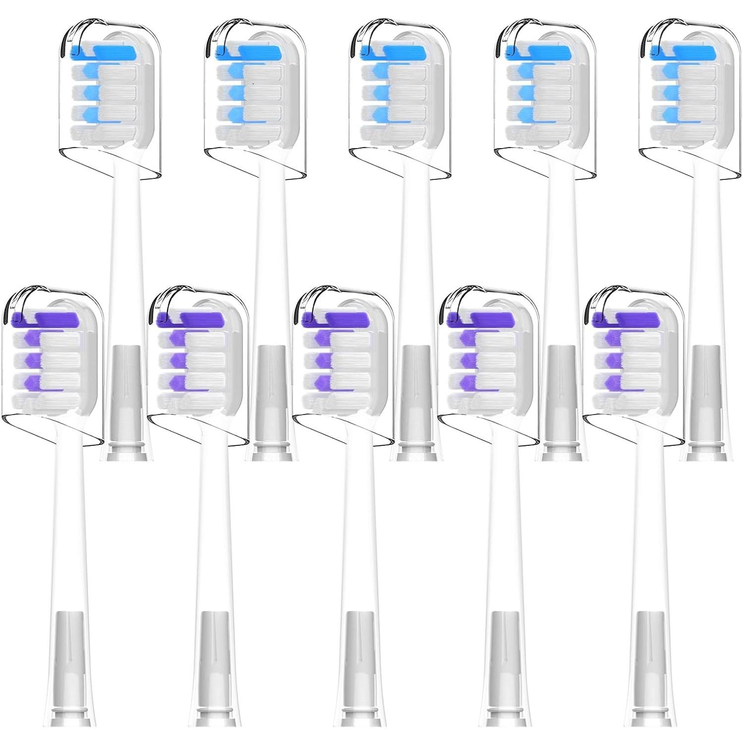 

10 Pcs/Pack Replacement Toothbrush Heads For Laifen Wave Electric Toothbrush, Cleansing and Brightening , Transparent