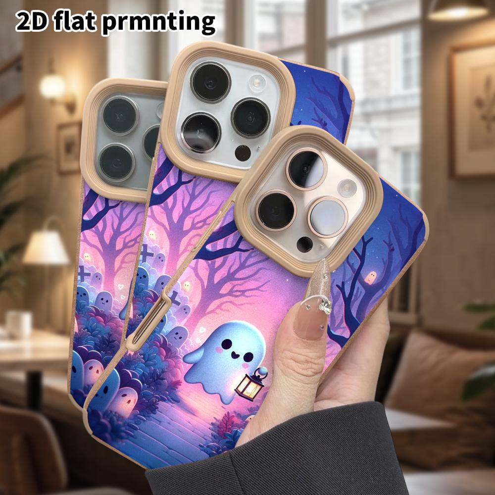 Phone Case: Lambskin 2D Flat Samsung Galaxy A34 A35 M05 M06 S20 S22 S21 FE Plus 5G Protective Case, Forest Ghost, Christmas and Halloween Gifts