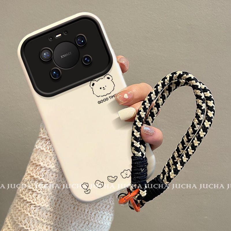 Suitable for Simple Line Bear Huawei Mate80 Mobile Phone Case, High-end Light Luxury HUAWEImate80promax