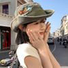 1Pc Summer Train Embroidery Panama Hat For Women Beach Sun Protection Bucket Hat Retro Bob Fisherman Hats Visor Fishing Caps
