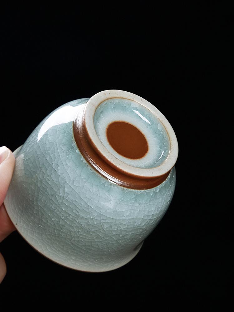 Premium Ceramic Gongfu Tea Cup Yu Porcelain Ice Crack Owner Cup Personal Use High End Tea Set Handmade Chinese Style