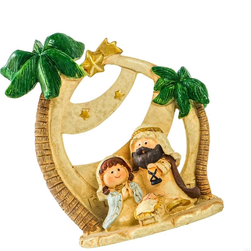 Christmas Nativity Figurines Nativity Scene Statue with Stable Holy Family A0KF
