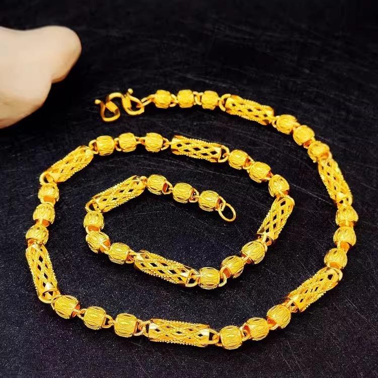 Necklace Men's Round Bead Olive Chain Lengthened Thick Real Men's Chain Jewelry