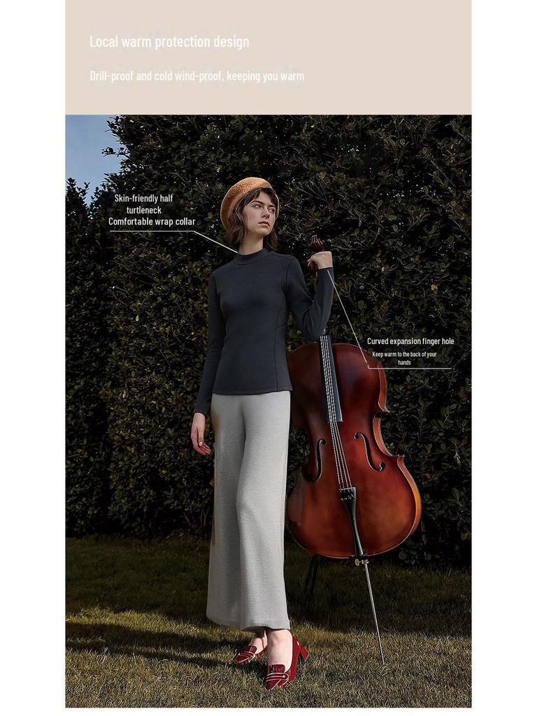 Sous-pull thermique en velours allemand pour femme:  Haut de gamme, Embellissant la peau, Parfait pour l'automne et l'hiver.