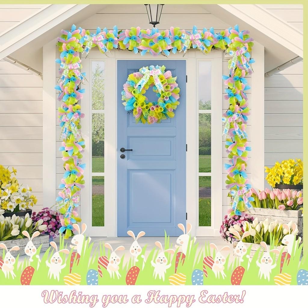 Easter Solid Alluring Color Mesh Ribbons For Diy Bow Wreath Festive Decor Holiday