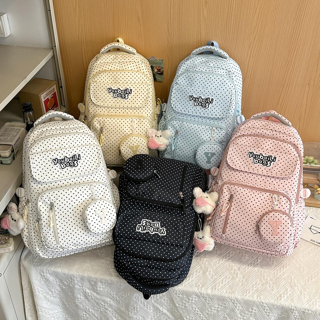 Schoolbag new high-value polka dot backpack large-capacity Korean primary school student schoolbag female foreign school backpack