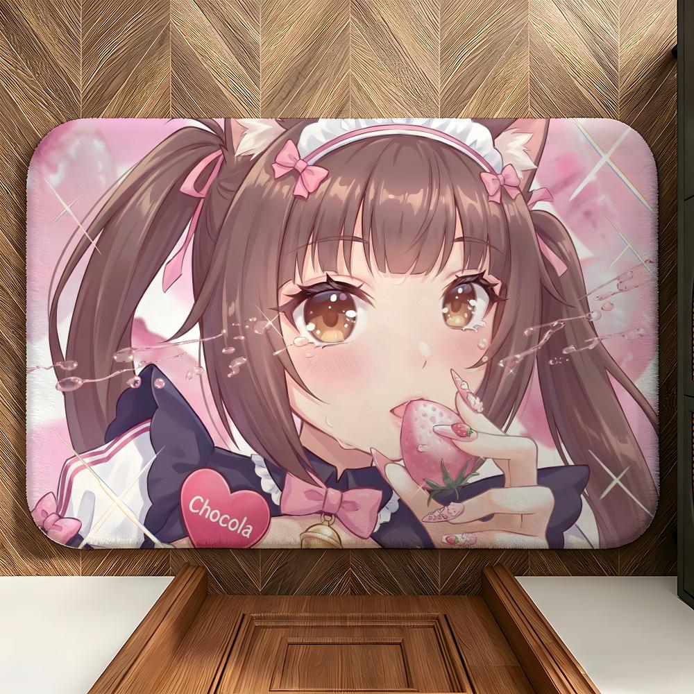 Game N-Nekopara Floor Mat Soft Flannel Entrance Door Mat Non Slip Absorbent Bathroom Bedroom Floor Rug