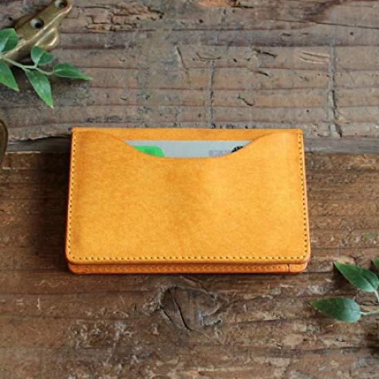 LITSTA Combination Color Business Card Holder Wide Gusset Plenty Italian Leather Yellow YELLOW (pueblo)