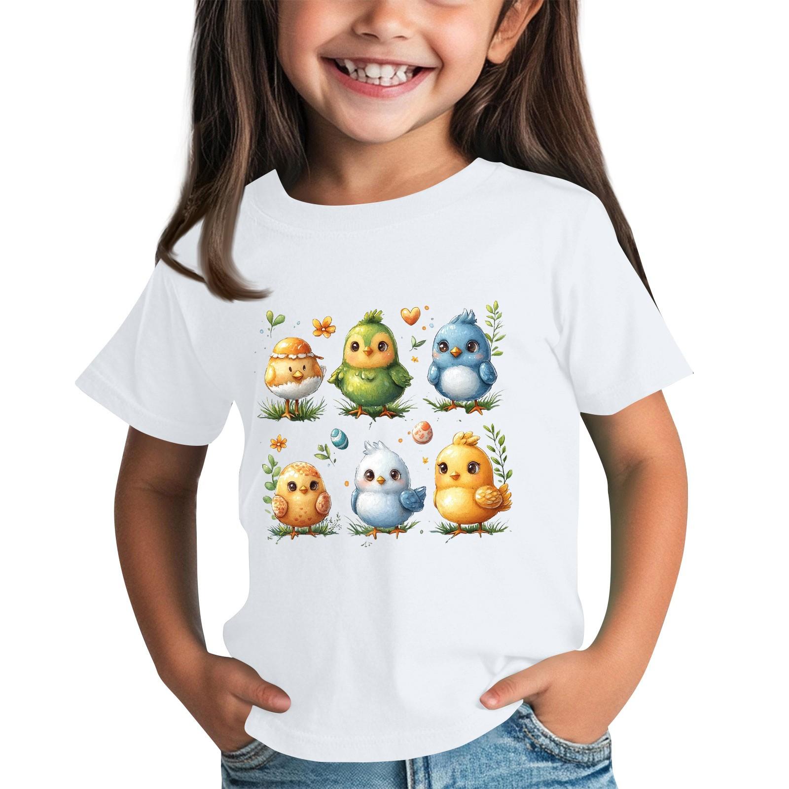 

Детская футболка с коротким рукавом и принтом животных, повседневный топ 100 белый