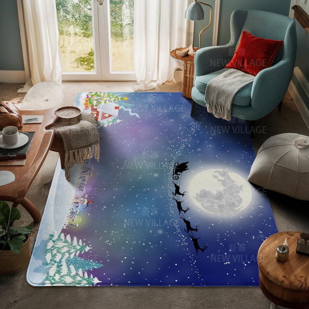 House Entrance Carpet Home Door Mat Living Room Bath Foot Bathroom Non-slip Water Absorption Rugs Bath Merry Christmas Winter