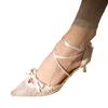 Fashion Pointed Toe Bow Women's Sandalias Elegant Mid Heels Shoes 2025 Fashion Summer Pumps Luxury Shoes Hollow Sexy Mujer Zapatillas