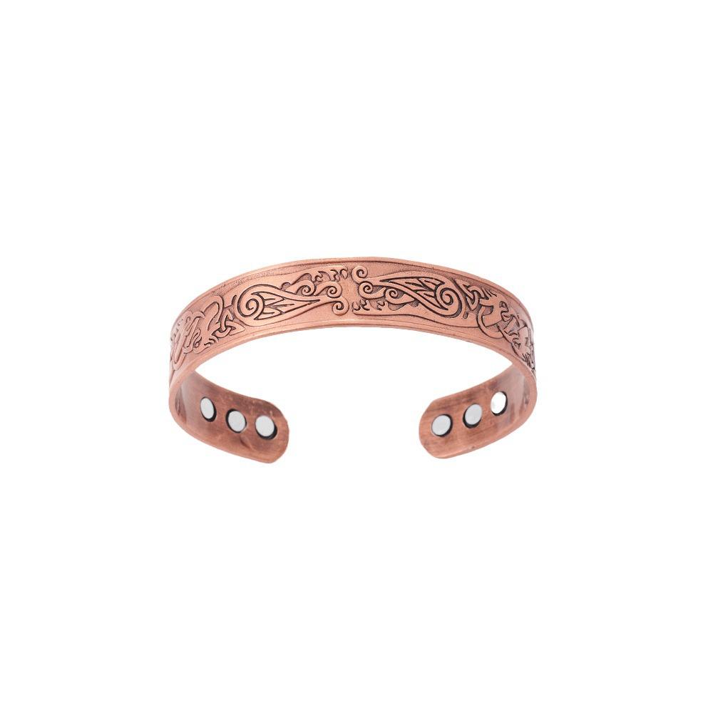 Retro Red Copper Magnetic Bracelet Bangle with Flying Eagle Design - Men's Jewelry