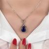 Huitan Pear Shape Blue Cubic Zirconia Women Necklace Full Bling Iced Out Engagement Wedding Neck Accessory Silver Color Jewelry