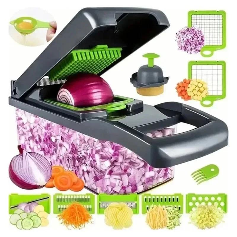 16 in 1 Vegetable Cutter Multifunctional Handle Food Grater Chopper Dicer Cutter Multi Blade Vegetable Slicer Kitchen Gadgets